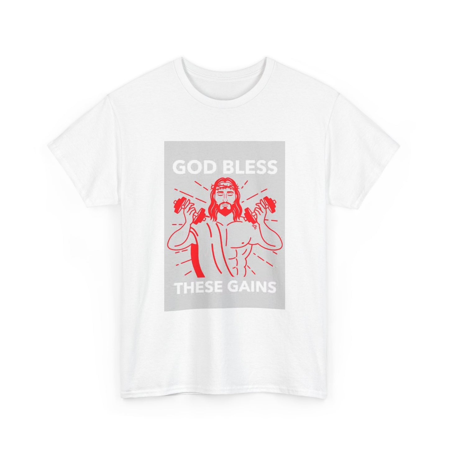 God Bless These Gains Graphic T Shirt Funny GYM Gear Unisex Heavy Cotton Tee