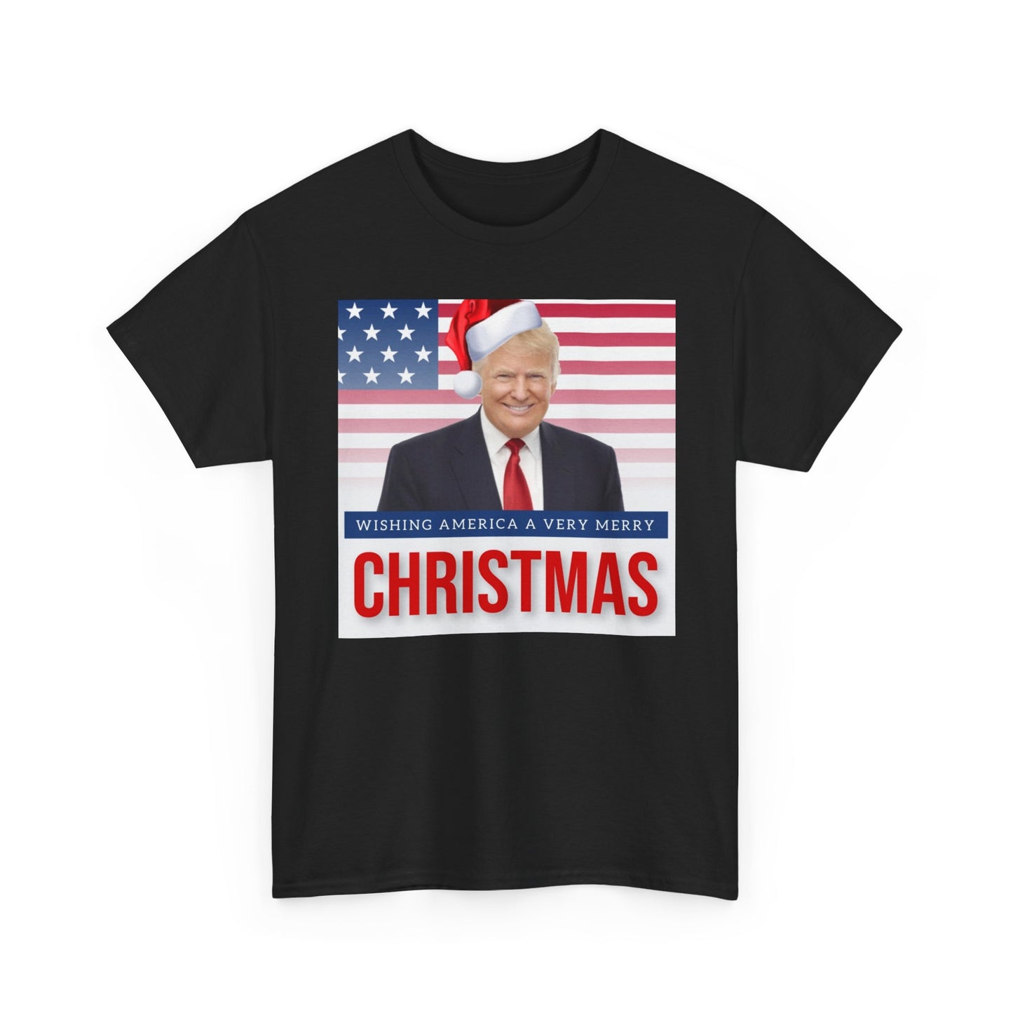 Trump Merry Christmas T Shirt Funny Holidays Graphic Unisex American Flag
