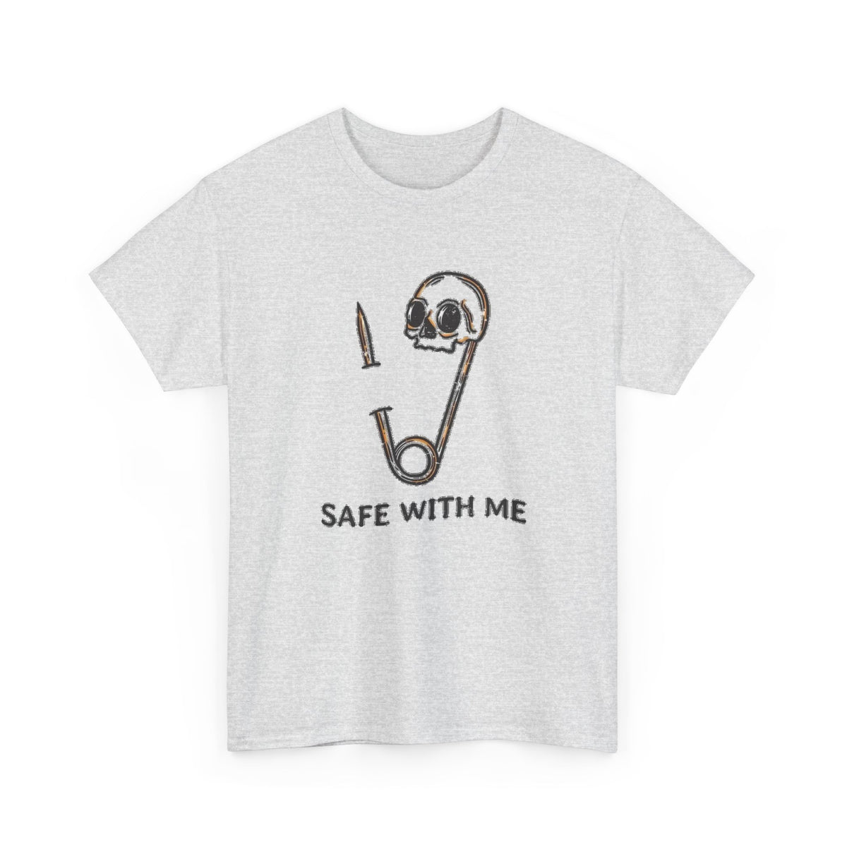 Skull and Safety Pin “Safe With Me” T-Shirt Men's Tee