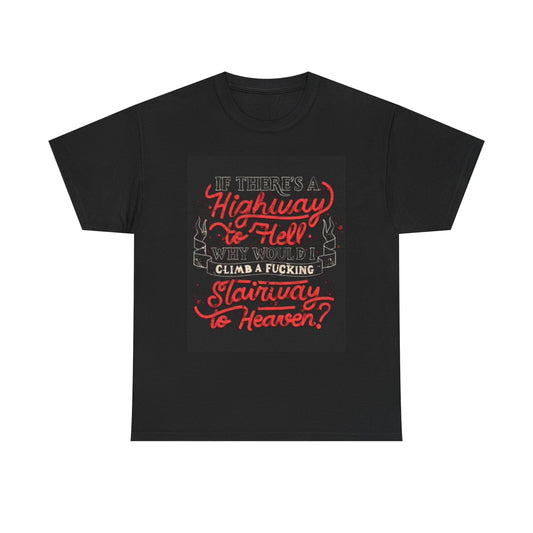 Highway To Hell Graphic T Shirt Funny Led Zeppelin Unisex Heavy Cotton Tee
