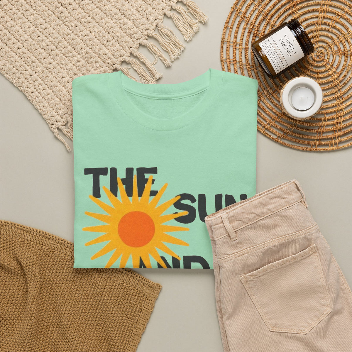 The Sun And The Sea Graphic T Shirt Retro Men's Heavy Cotton Tee