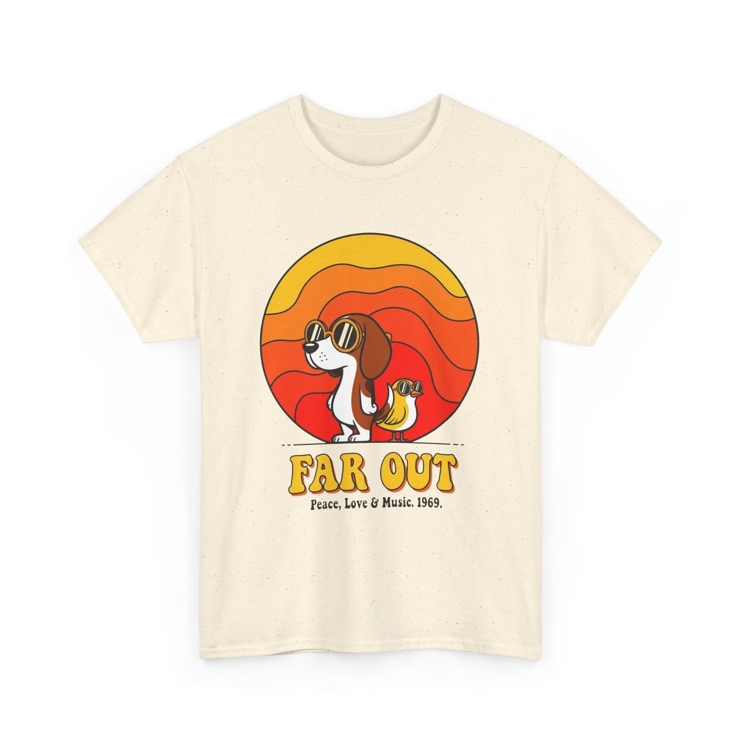 Woodstock 1969 Vintage Far Out Graphic T Shirt Unisex Heavy Cotton Tee