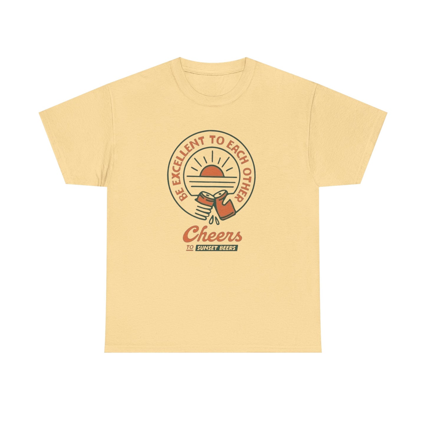 Cheers To Sunset Beers Graphic T Shirt ADULT NEW