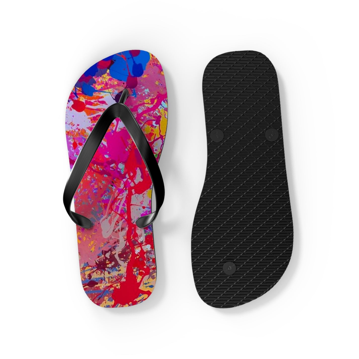 Paint Splatter Beach Sandals, Slides for Summer, Flip Flops, Water Resistant