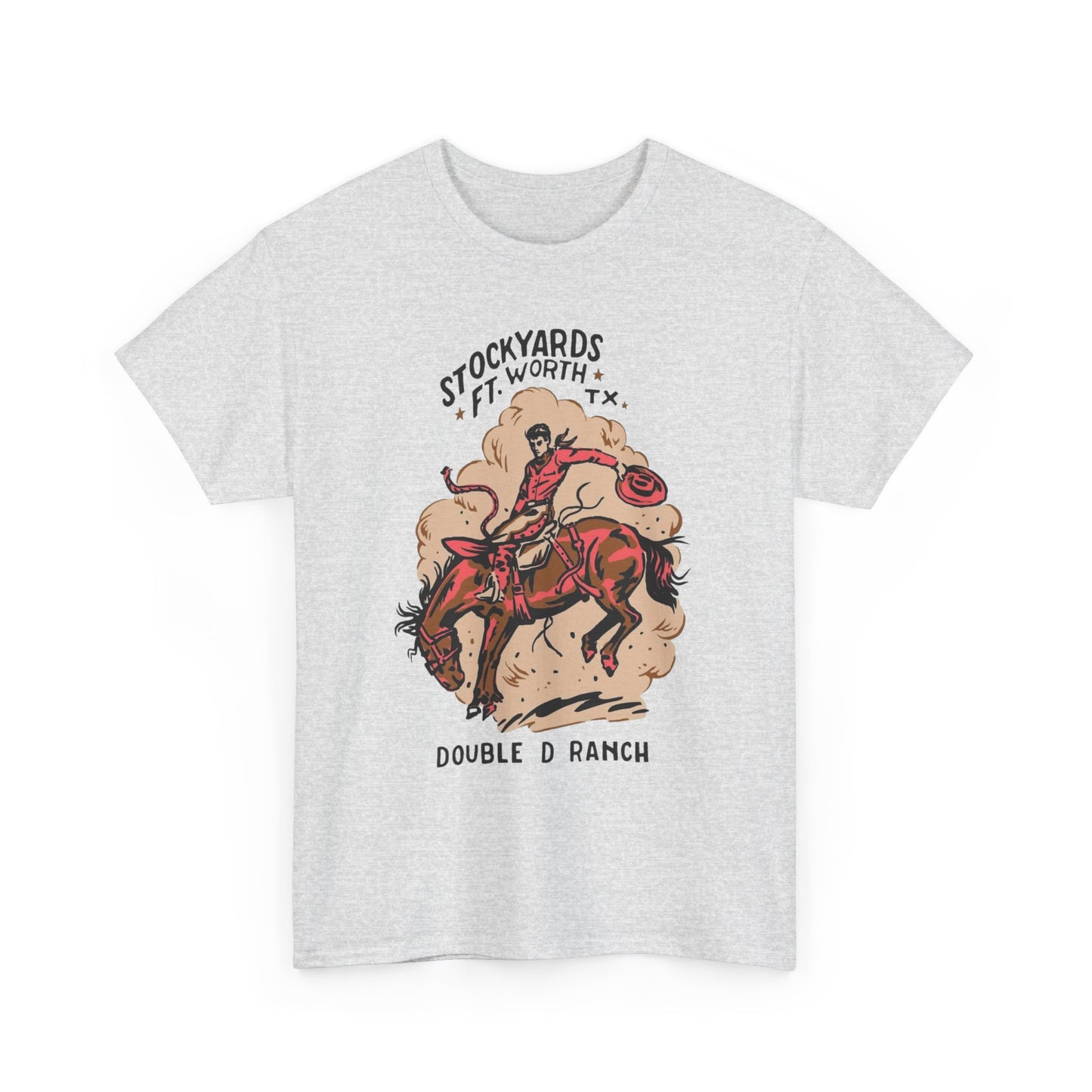 Texas Cowboy Stockyards Vintage Graphic T Shirt Unisex Heavy Cotton Tee