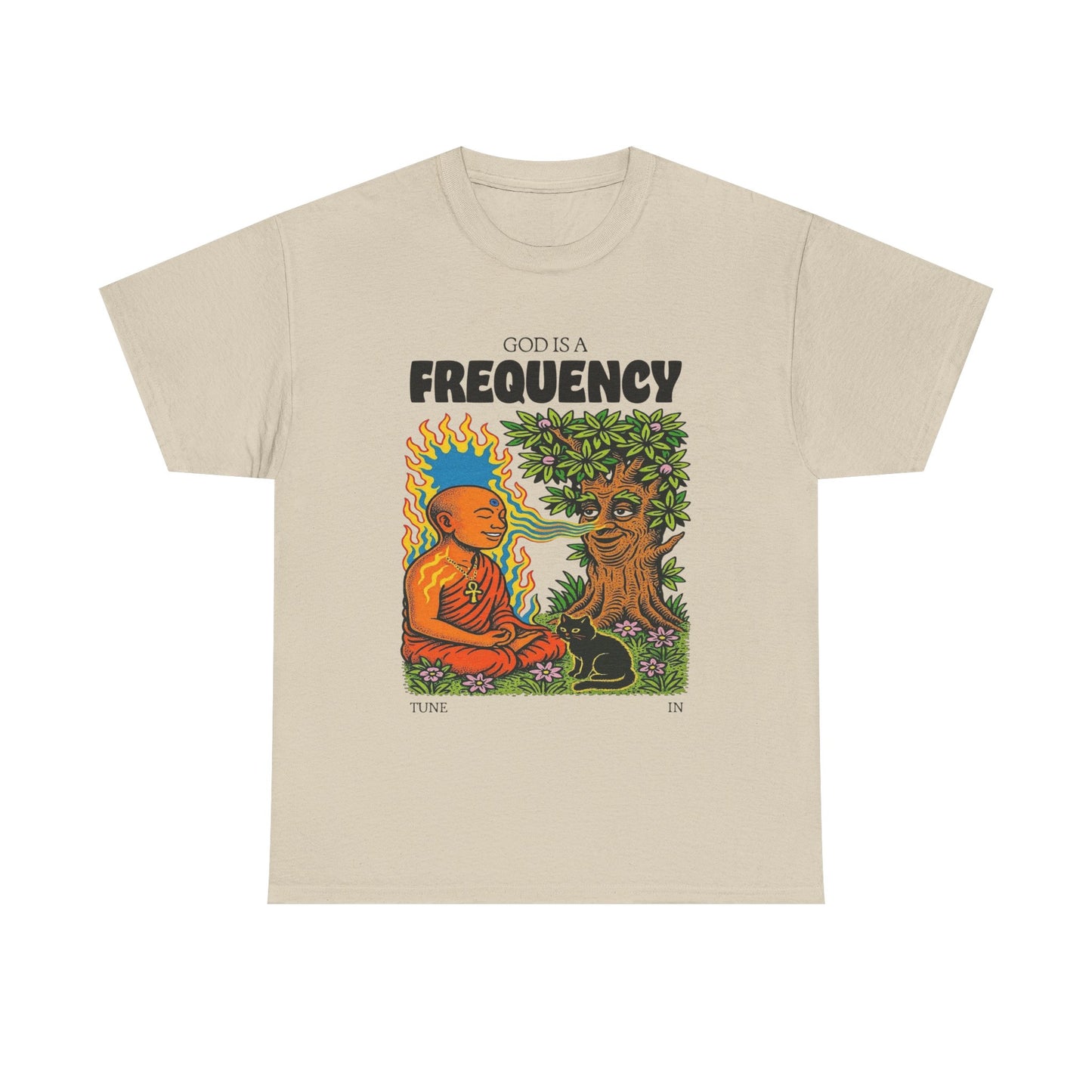 God Is A Frequency Graphic T-Shirt Unisex Heavy Cotton Tee Gift