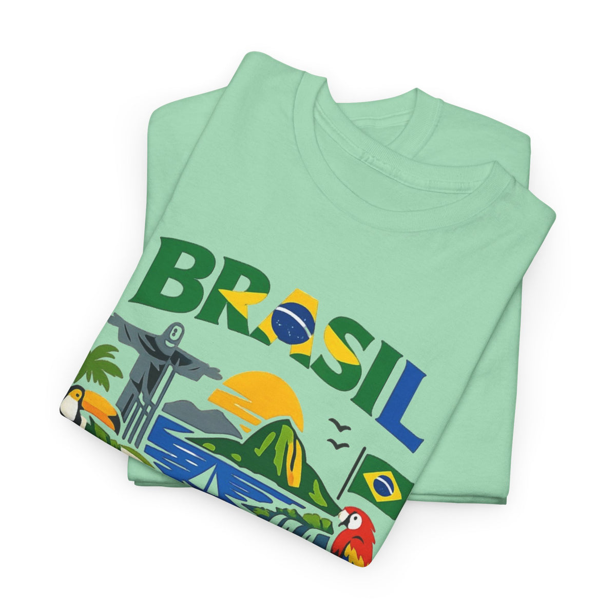 Brazil Flag Retro Graphic T Shirt Men's Heavy Cotton Tee