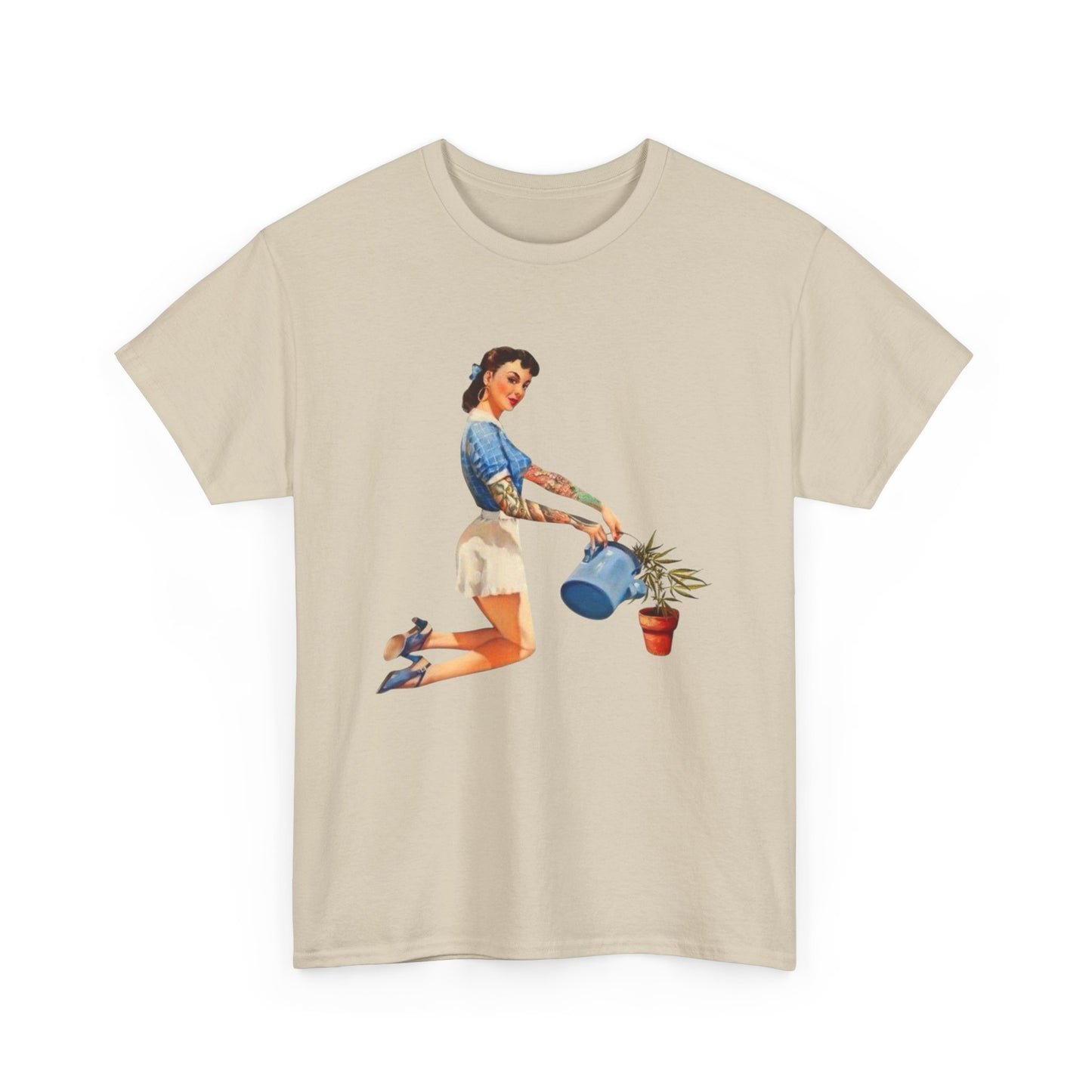 Pinup Model Weeds Graphic T-Shirt Womens Comfy Cotton Tee NEW