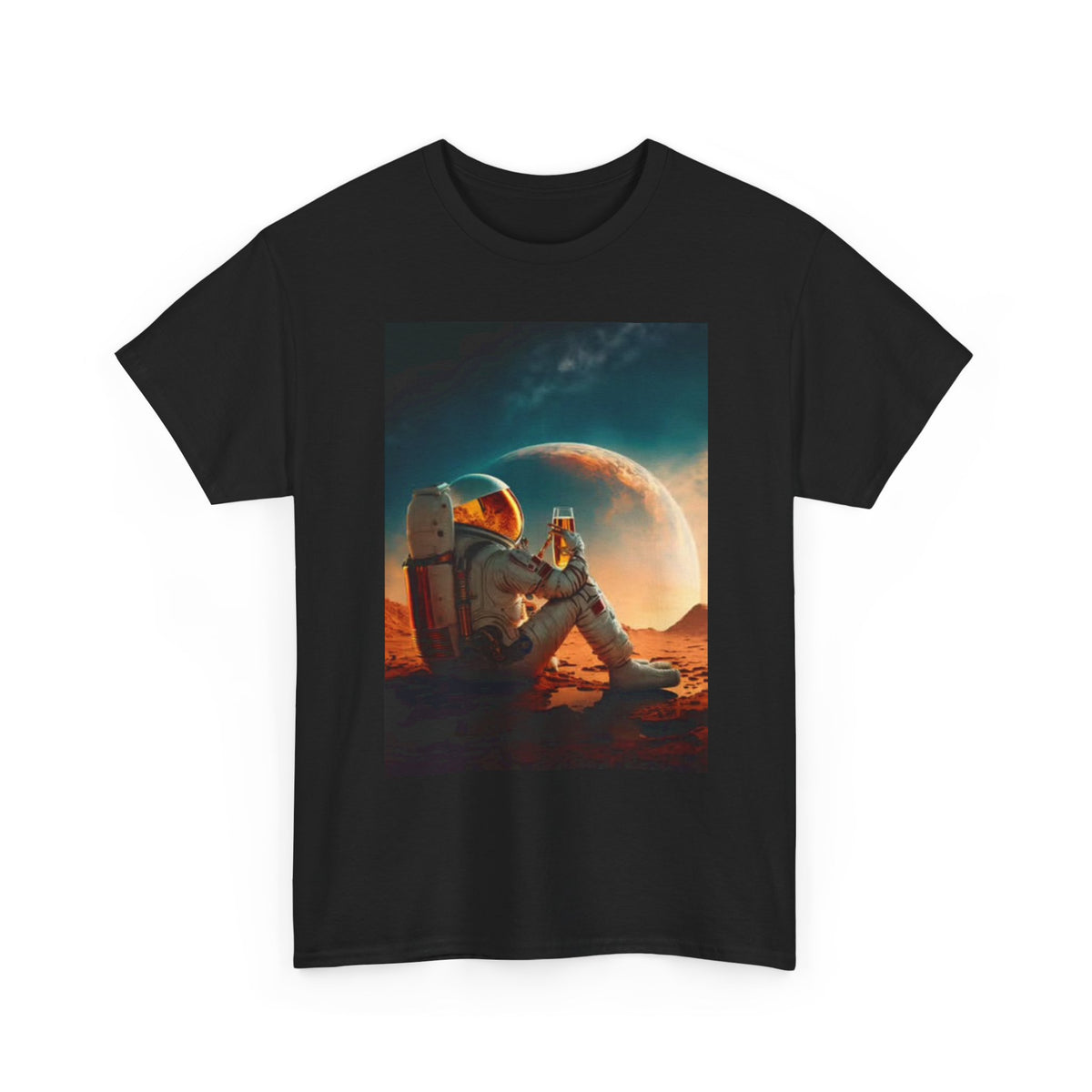 Beers In Space Graphic T Shirt Funny Bar Gift Astronaut Unisex Heavy Cotton Tee