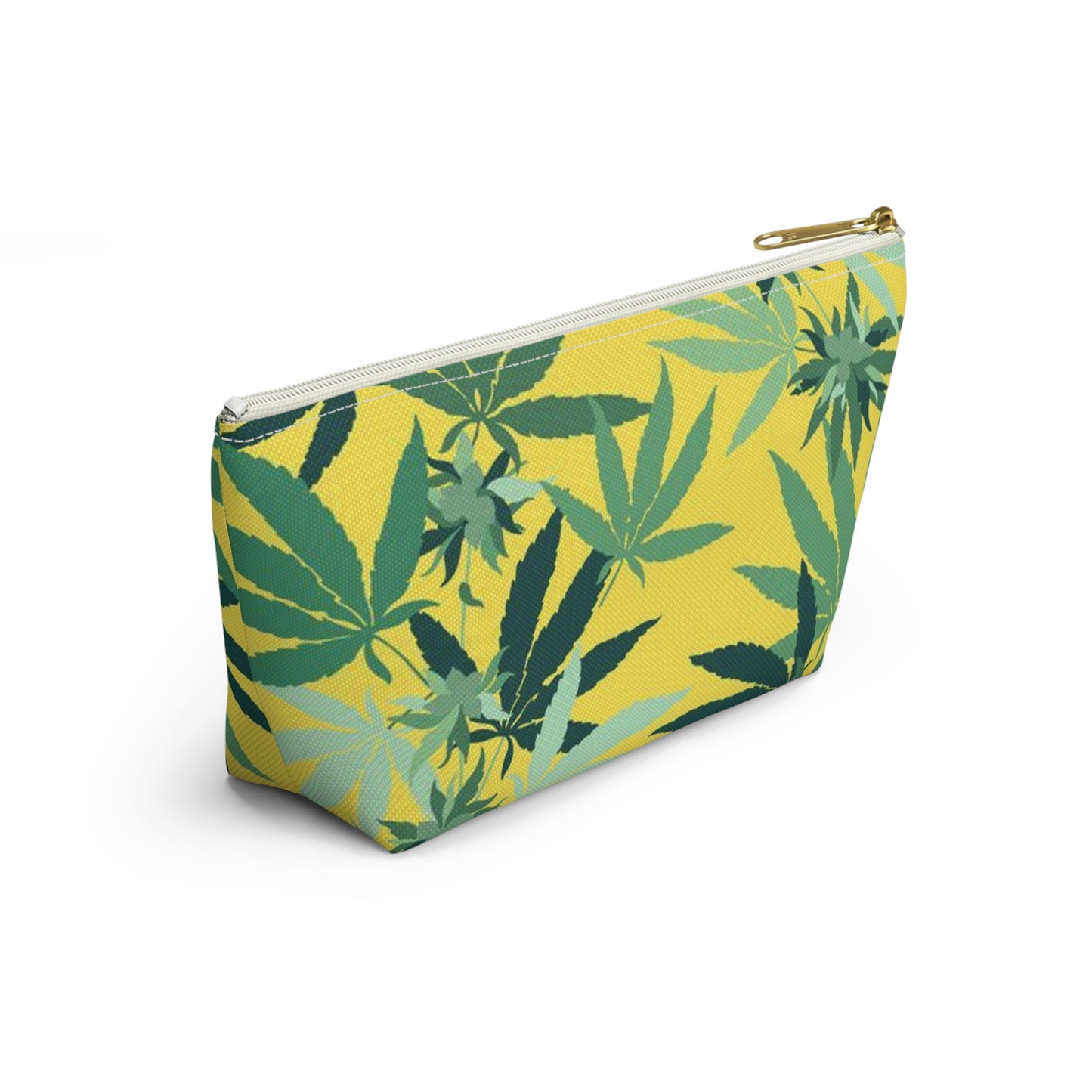Yellow Weed Leaf All Over print Bag Accessory Pouch w T-bottom
