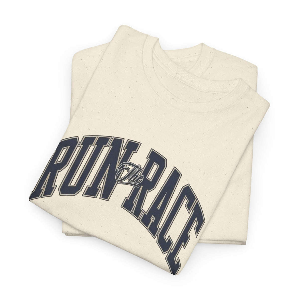 Run The Race Graphic T Shirt Men's Classic Heavy Cotton Tee
