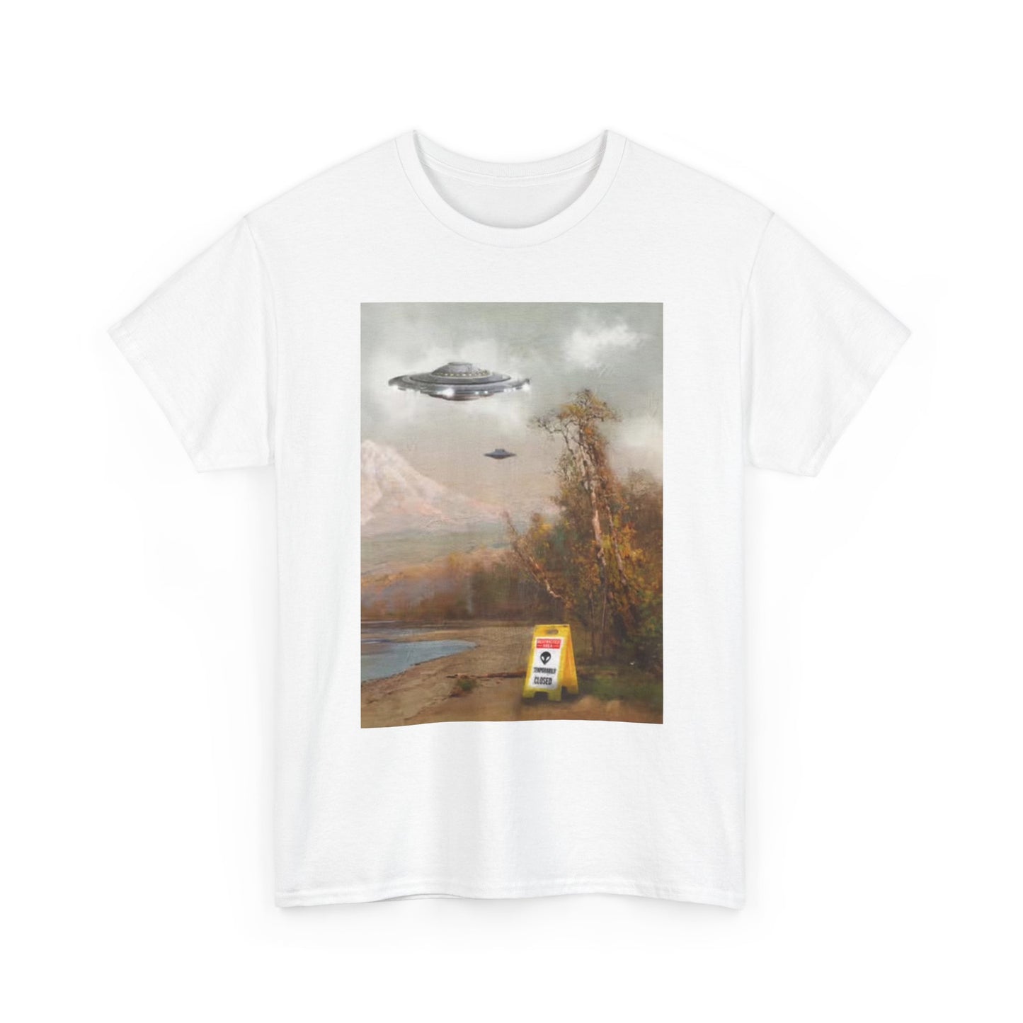 Alien Space Landing Graphic T Shirt Funny ART Painting Unisex Heavy Cotton Tee