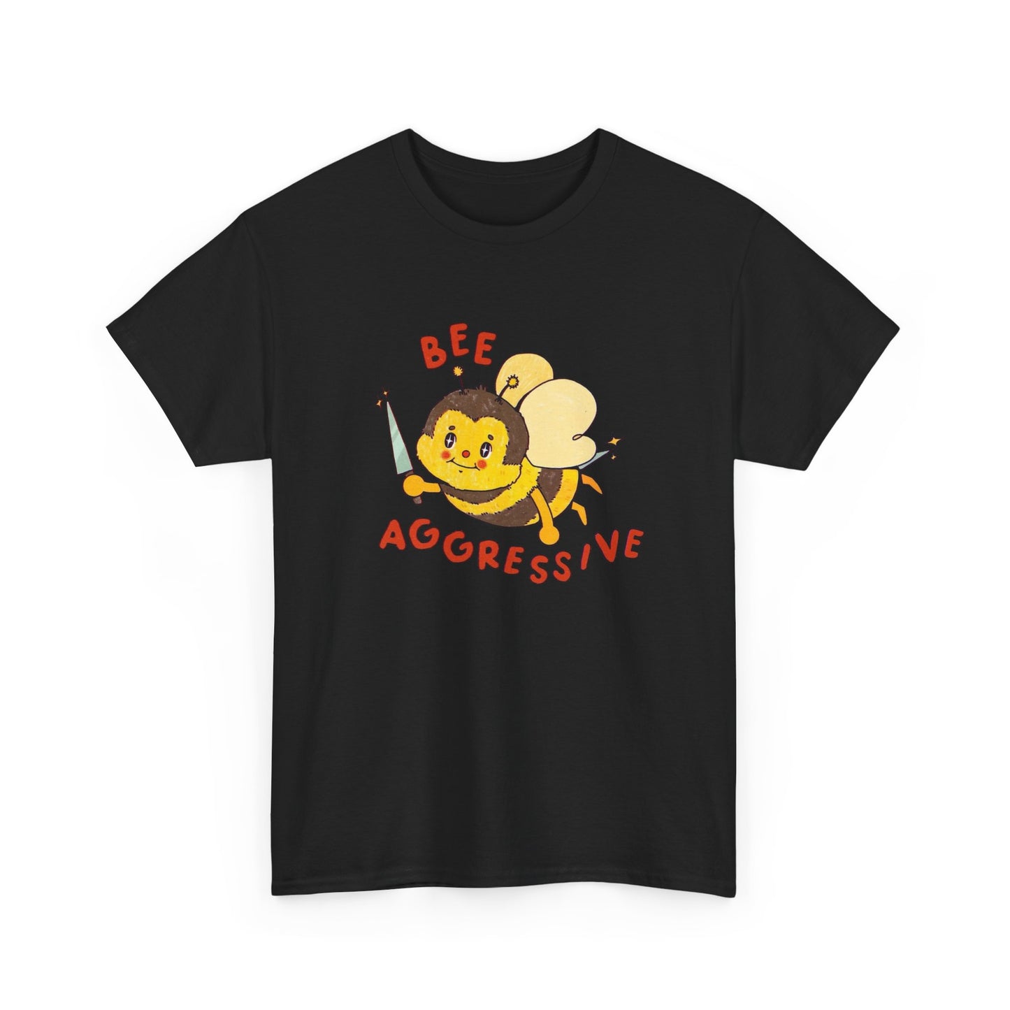 Bee Aggressive Cute T Shirt Graphic Unisex Heavy Cotton Tee NEW GIFT
