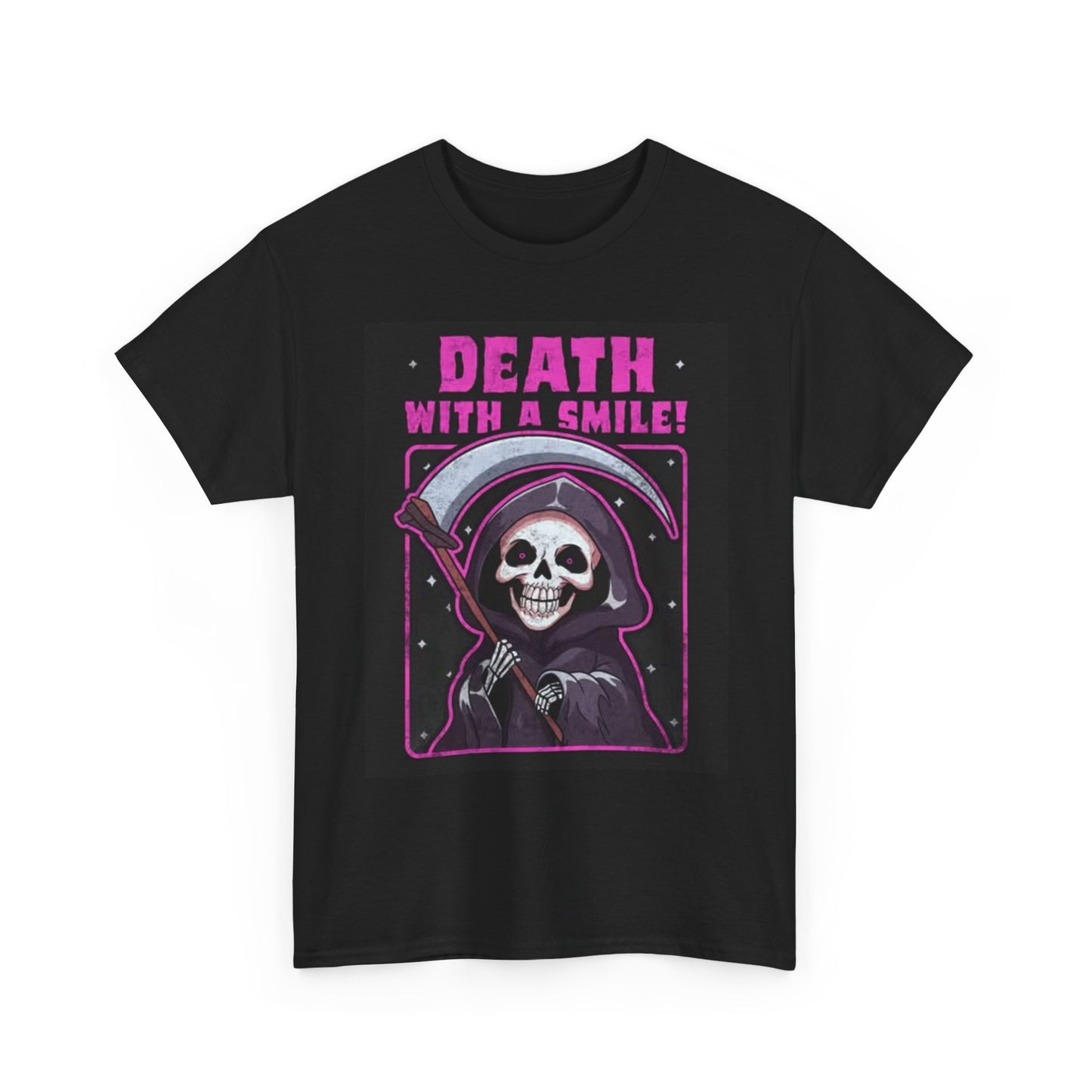 Death With A Smile Graphic T Shirt Skeleton Grim Reaper Unisex Heavy Cotton Tee