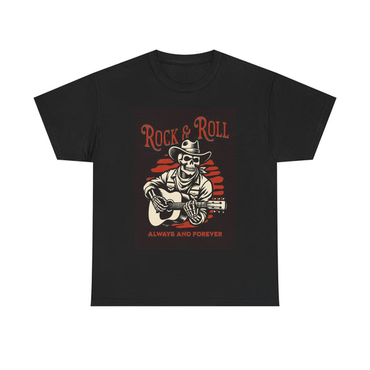 Rock and Roll Tshirt Vintage Skeleton Graphic retro Unisex Heavy Cotton Tee