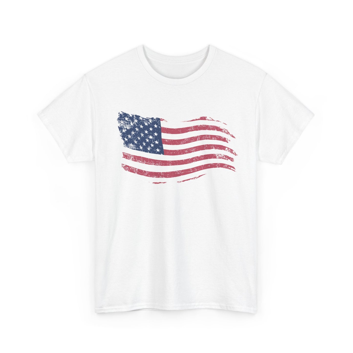 American flag T-shirt retro tattered American patriot Unisex Heavy Cotton Tee