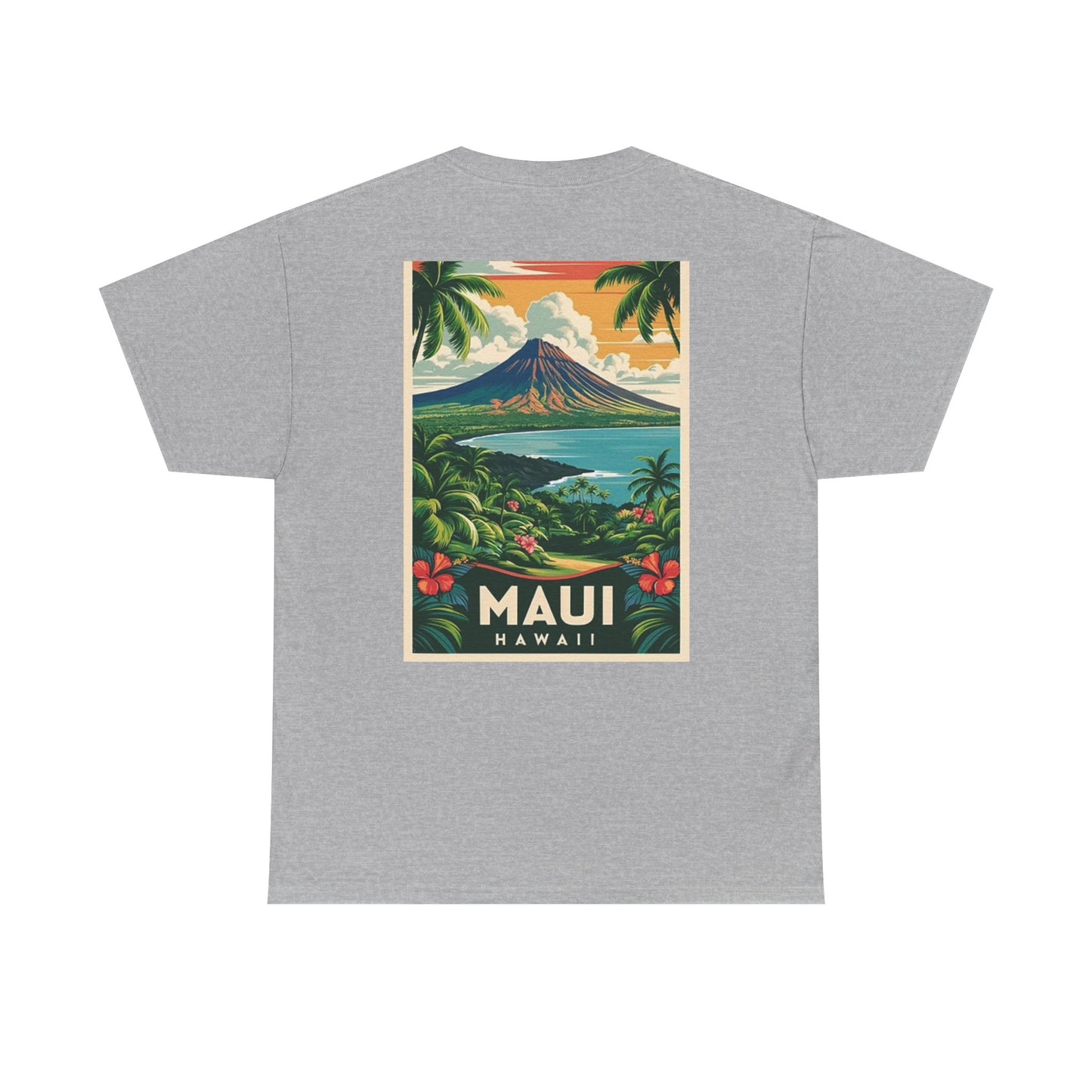 Hawaii  Maui Graphic T Shirt Retro Island Poster Unisex Heavy Cotton Tee
