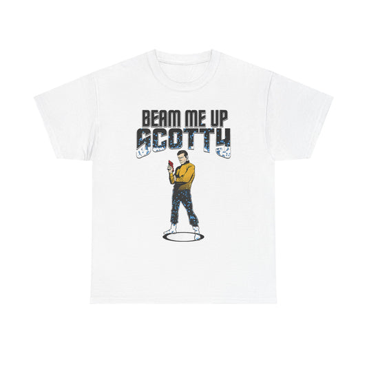 Beam Me Up Scotty Shirt Vintage Retro Graphic Sci Fi Aliens Unisex Heavy Cotton