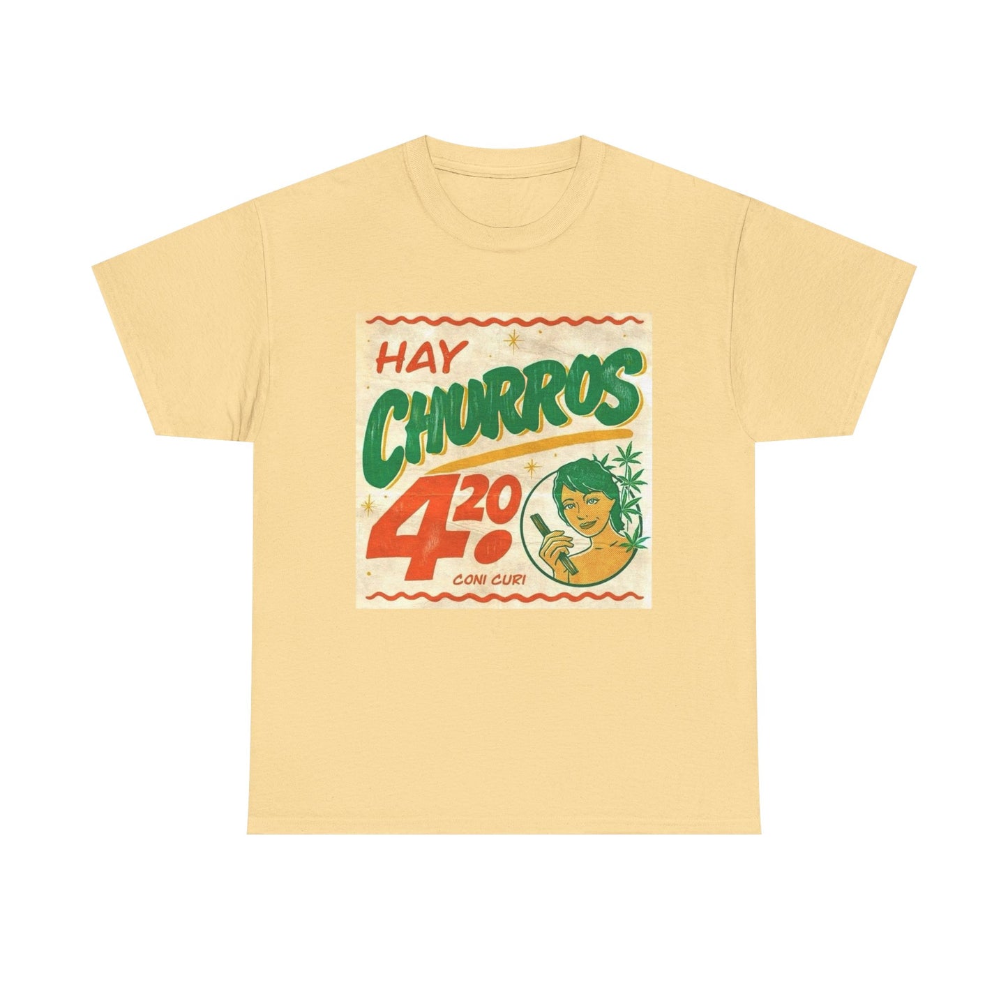 Hay Churros Funny Weed Vintage Graphic T Shirt Unisex Heavy Cotton Tee Gift