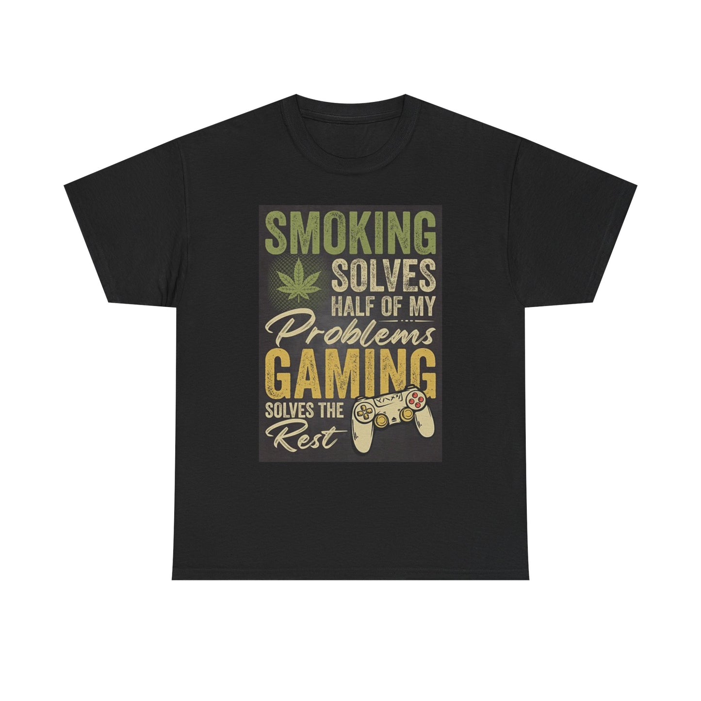 Smoking And Gaming T Shirt Funny Graphic T Unisex Heavy Cotton Tee