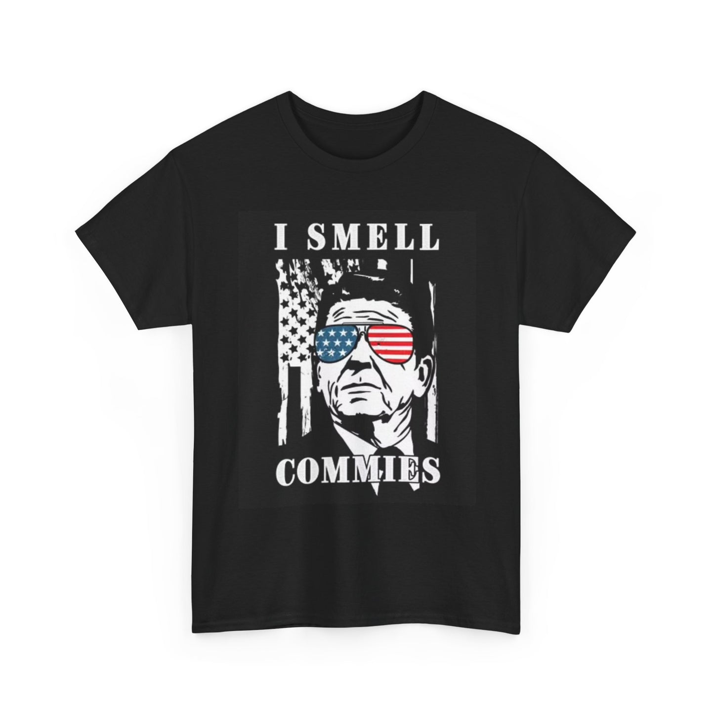 I Smell Commies Ronald Reagan T Shirt Funny American USA Unisex Heavy Cotton Tee