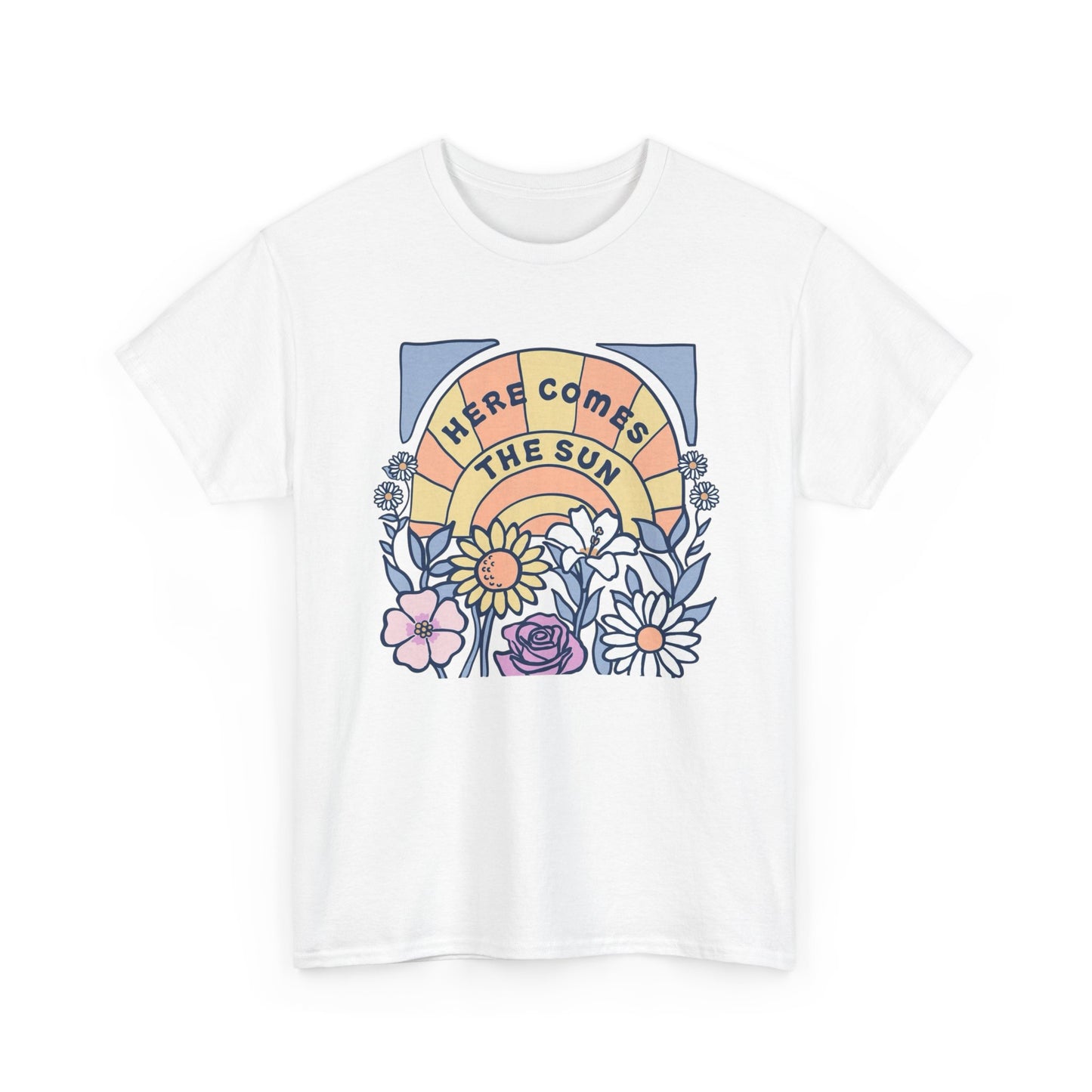 Here Comes The Sun Graphic T Shirt NEW Adult Unisex Heavy Cotton Tee