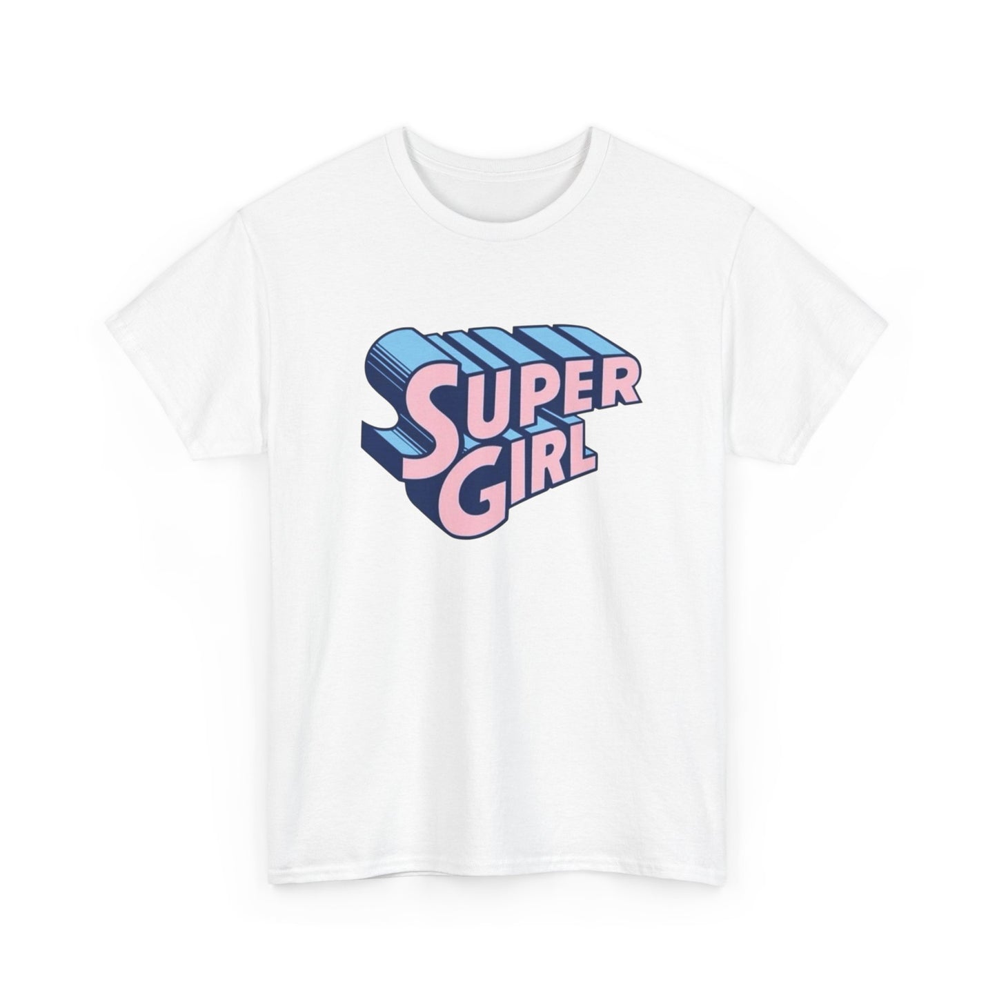 Super Girl Retro Bubble Letters Graphic T-Shirt Unisex Heavy Cotton Tee