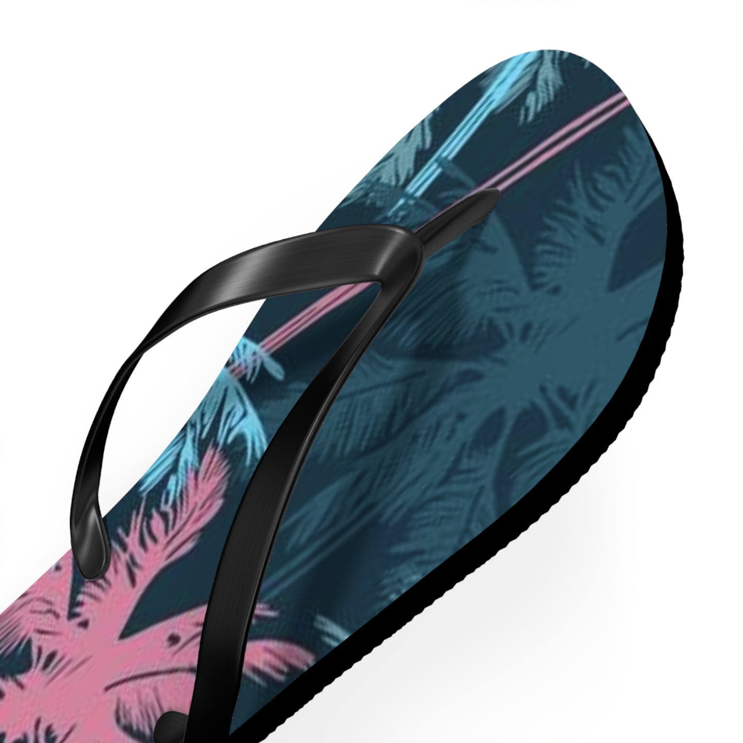 Pink And Blue Palm Trees Sandals Summer Flip Flops Slides BRAND NEW