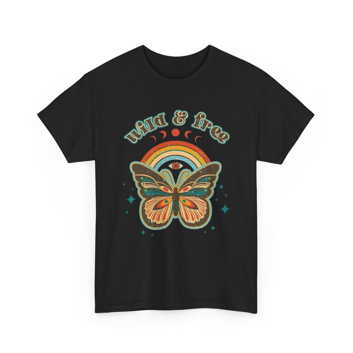Wild And Free Butterfly Graphic T Shirt Unisex Heavy Cotton Tee