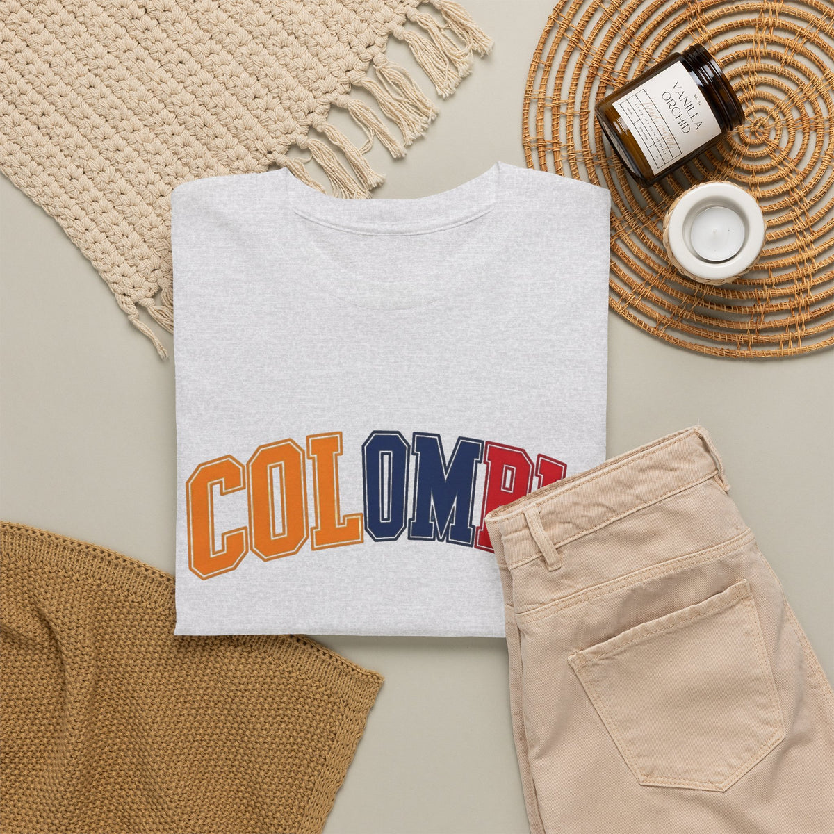 Colombia Graphic T Shirt Men's Classic Travel NEW Heavy Cotton Tee