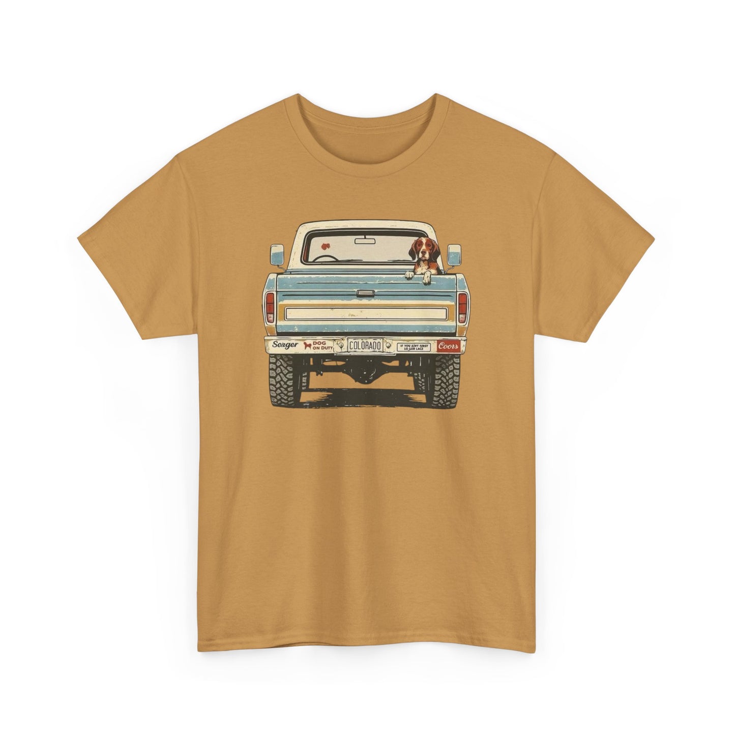 Mans Best Friend In Pickup Truck USA Graphic T Shirt NEW Unisex Heavy Cotton Tee