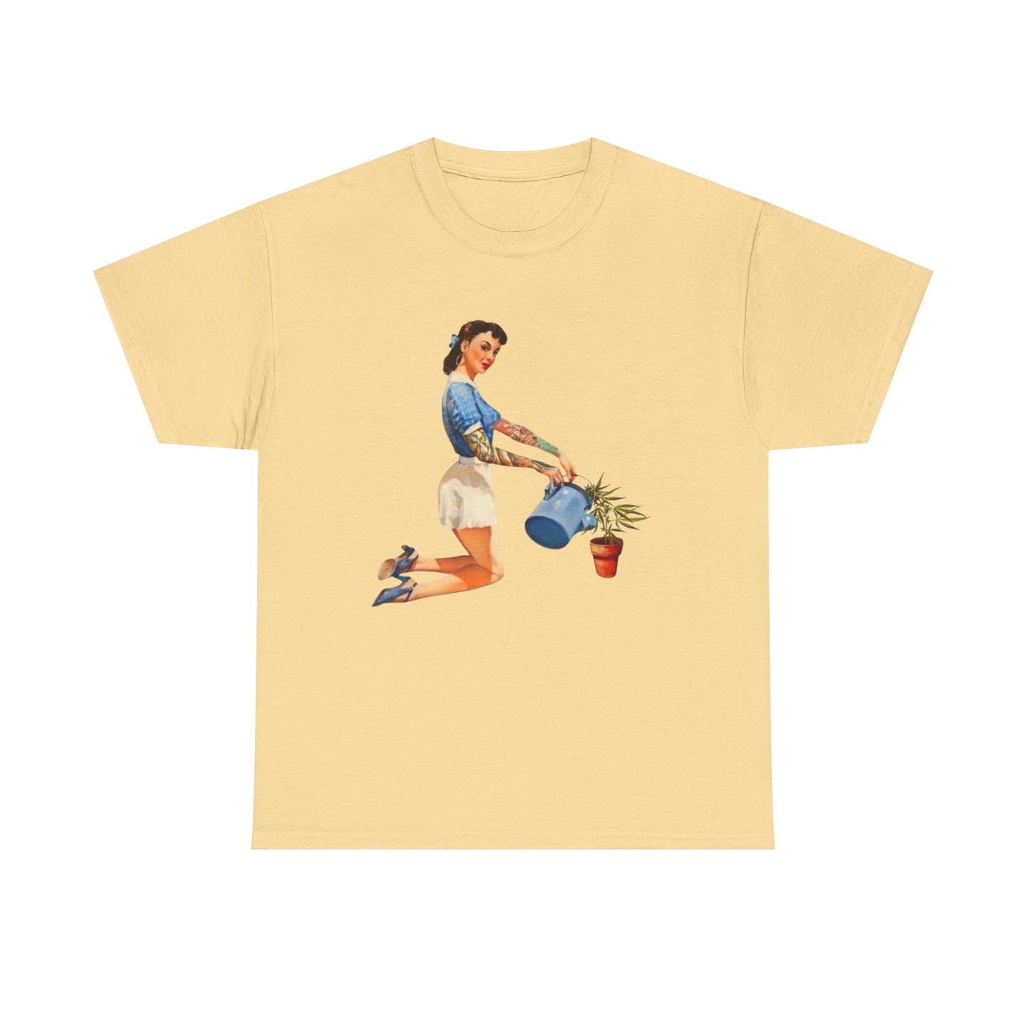 Pinup Model Weeds Graphic T-Shirt Womens Comfy Cotton Tee NEW