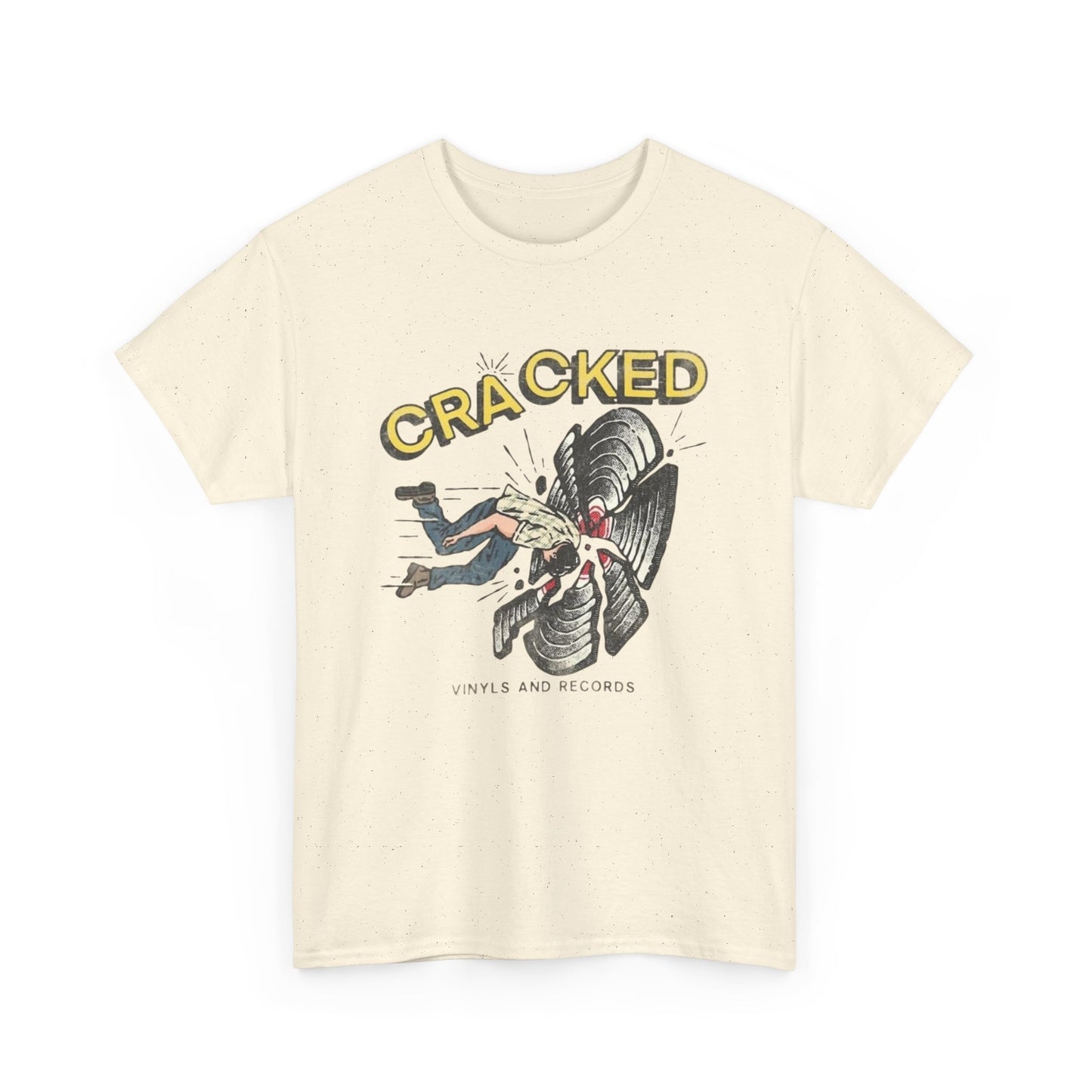 Cracked Vinyl Records Graphic T Shirt Unisex Heavy Cotton Tee New Gift
