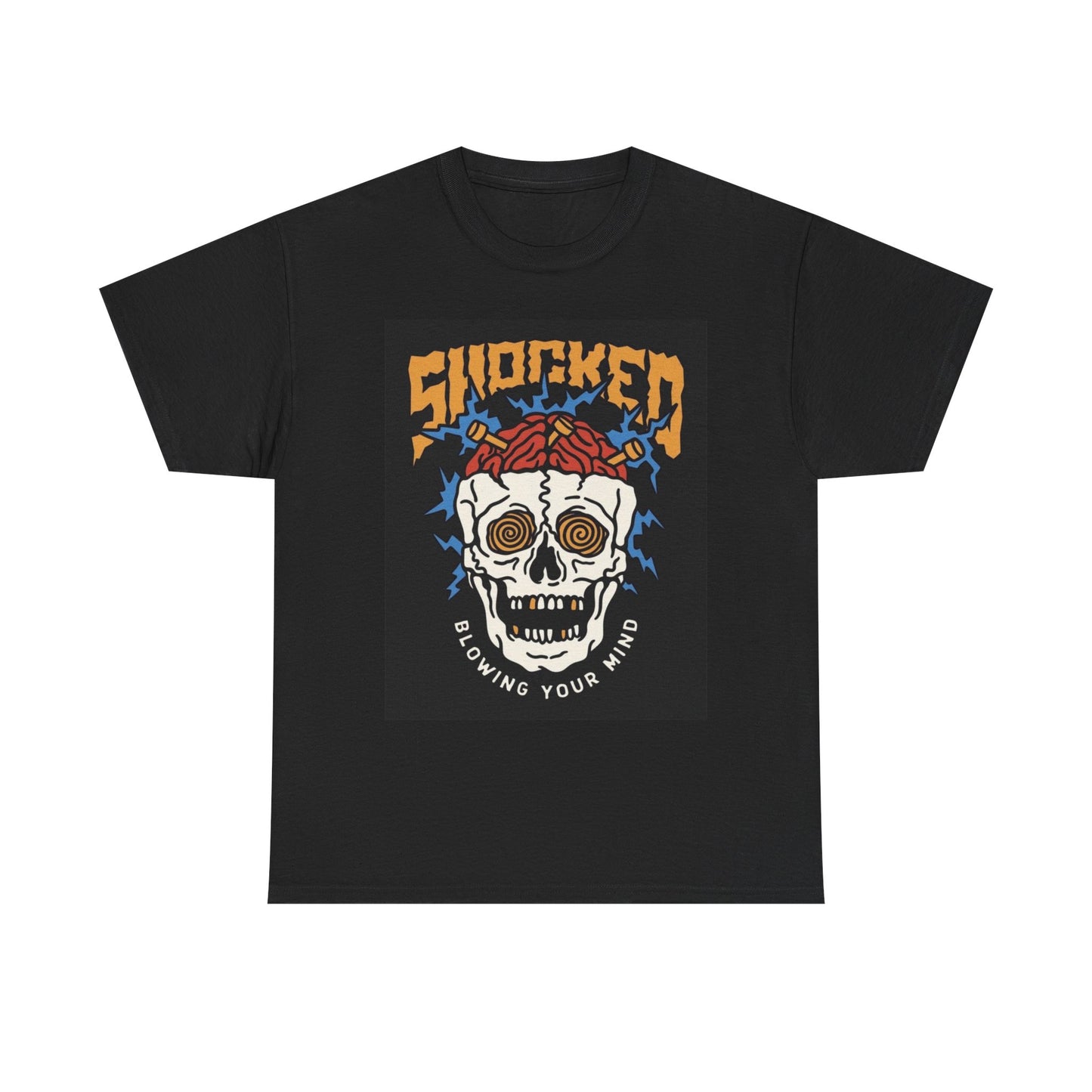 Skull Shocked Graphic T Shirt Vintage Unisex Heavy Cotton Tee