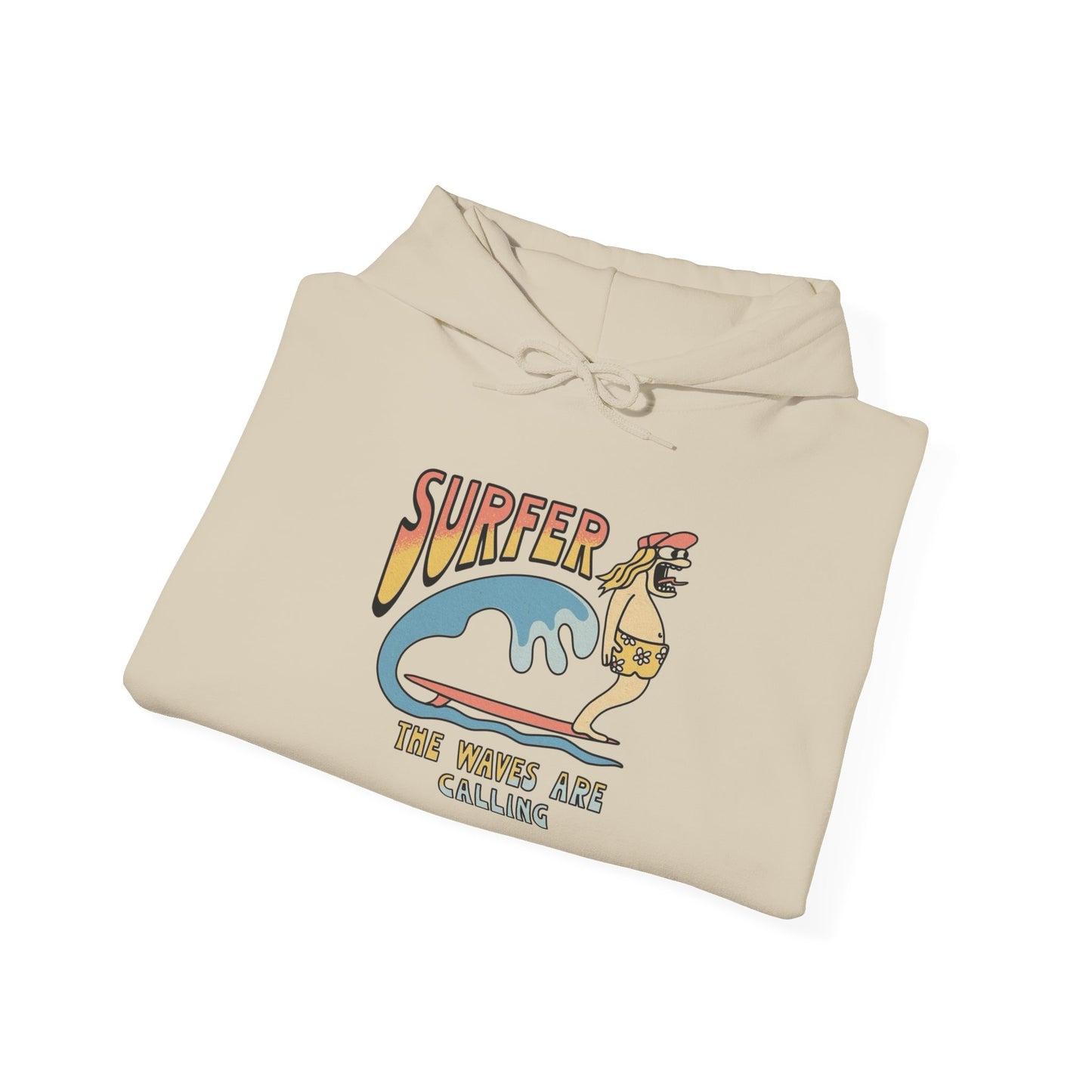 Surfer Waves Are Calling Graphic Hoodie Unisex Heavy Blend™ Hooded Sweatshirt