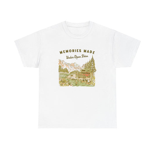 Memories Under The Stars Camping Graphic T Shirt Unisex Heavy Cotton Tee