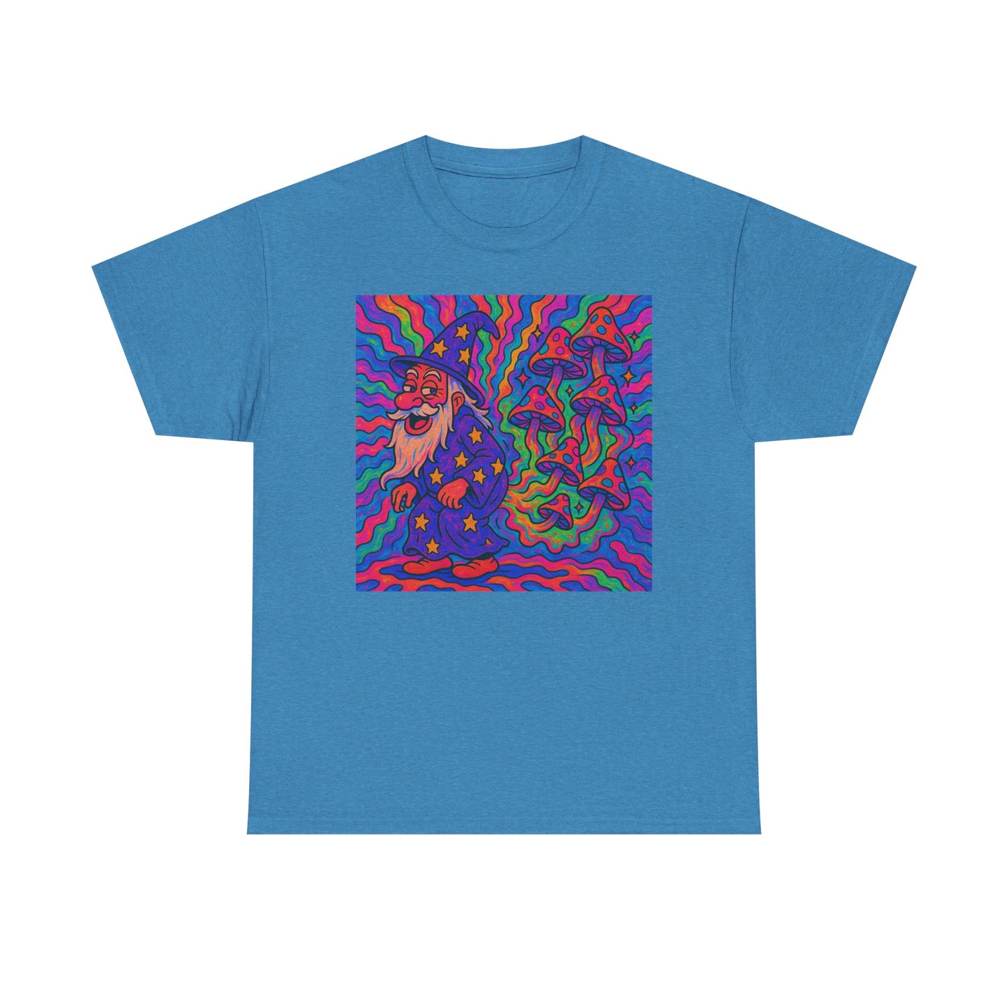 Wizard Farting Magic Mushrooms Graphic T Shirt Funny Unisex Heavy Cotton Tee