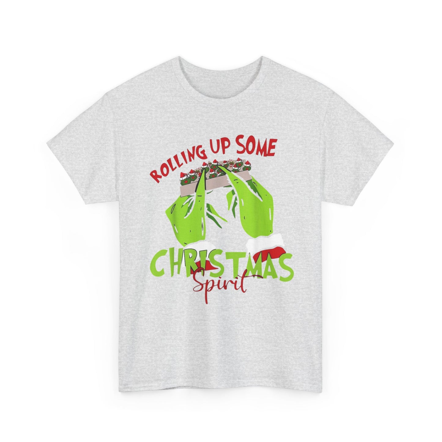 Rolling Up Some Christmas Spirit Funny Graphic T Shirt Unisex Heavy Cotton Tee