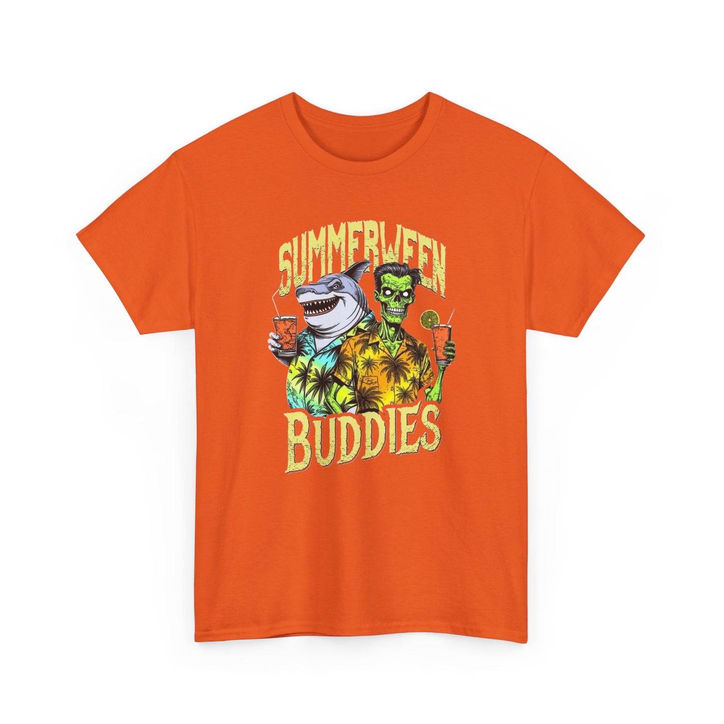 Summerween Buddies Halloween Graphic T Shirt Unisex Heavy Cotton Tee New Gift