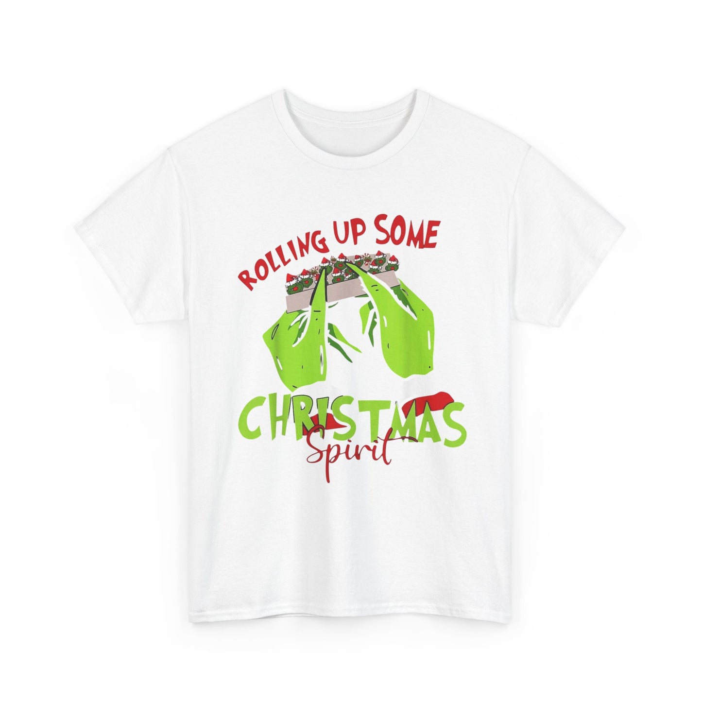 Rolling Up Some Christmas Spirit Funny Graphic T Shirt Unisex Heavy Cotton Tee