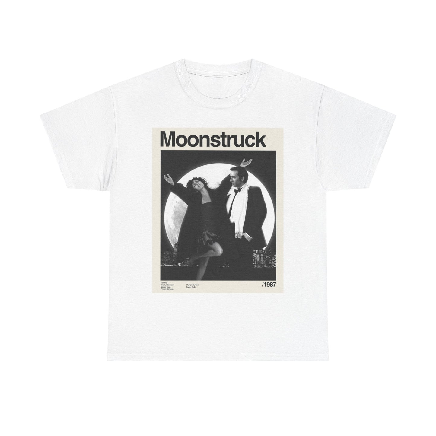 Moonstruck Tshirt Vintage Poster Nicholas Cage Cher Unisex Heavy Cotton Tee