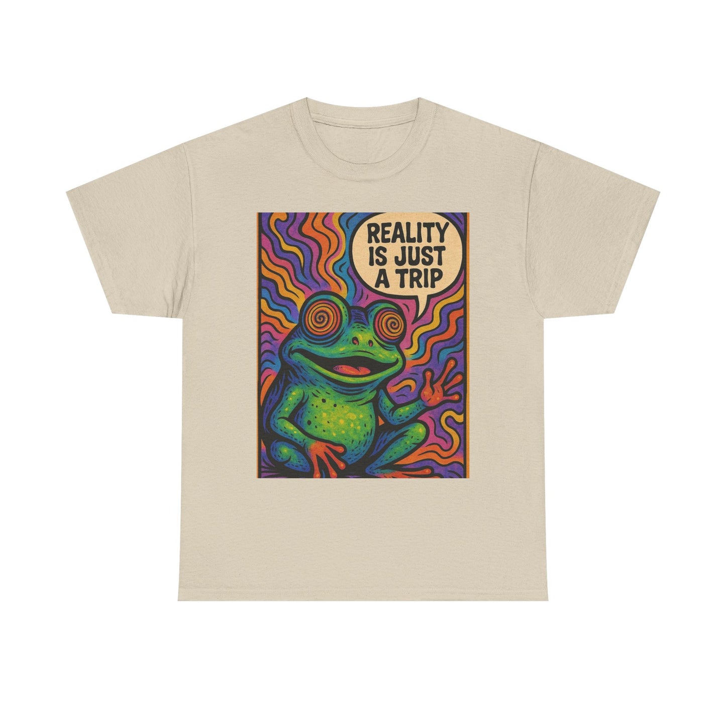 Reality Is Just A Trip Graphic T Shirt Toad Mushrooms Unisex Heavy Cotton Tee