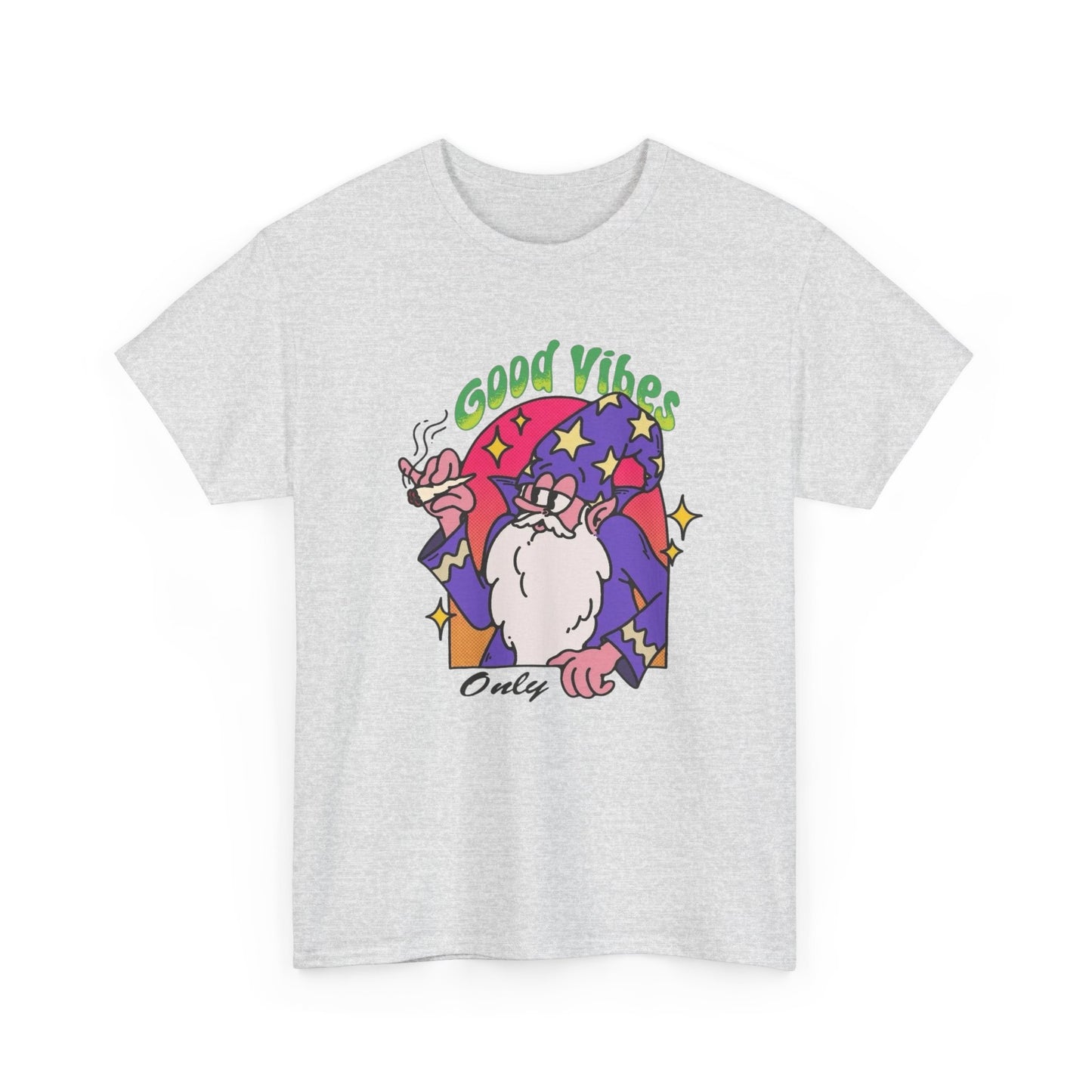 Only Good Vibes Wizard T Shirt Graphic Unisex Heavy Cotton Tee NEW GIFT