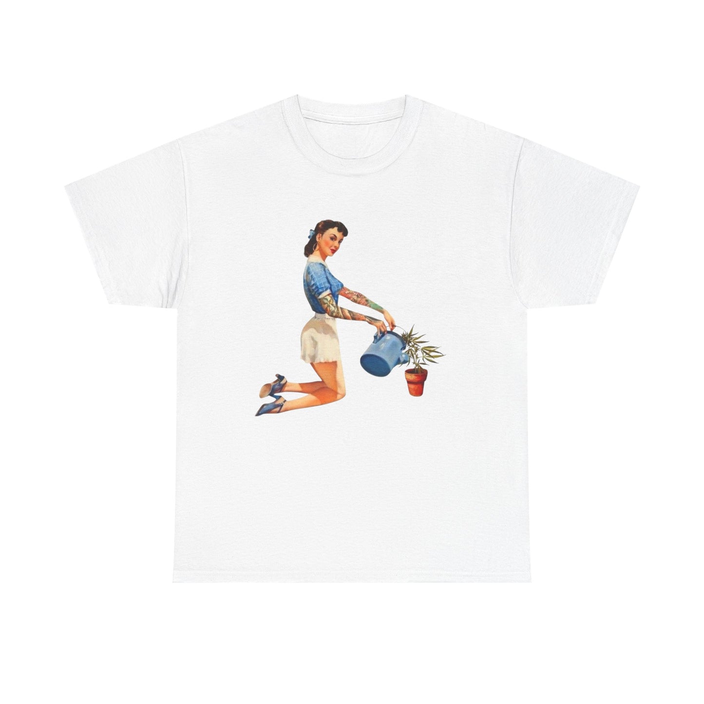 Pinup Model Weeds Graphic T-Shirt Womens Comfy Cotton Tee NEW