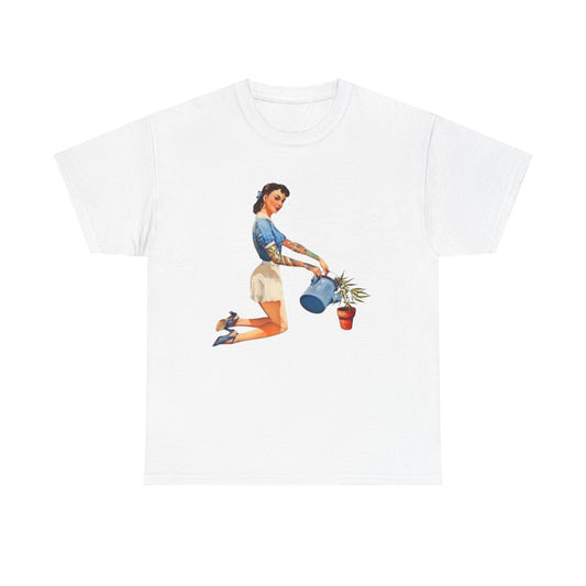 Pinup Model Weeds Graphic T-Shirt Womens Comfy Cotton Tee NEW