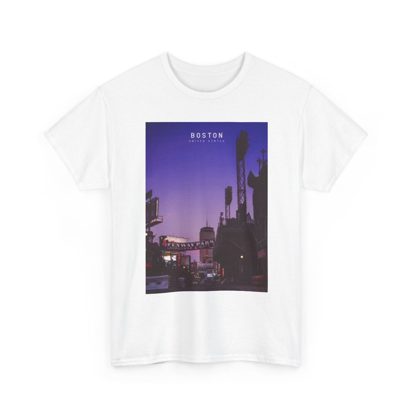 Boston Skyline Graphic T Shirt Retro Summer Nights Unisex Heavy Cotton Tee