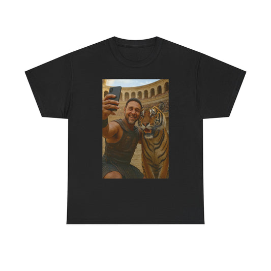 Gladiator Funny Tiger Selfie Graphic T Shirt NEW Unisex Heavy Cotton Tee