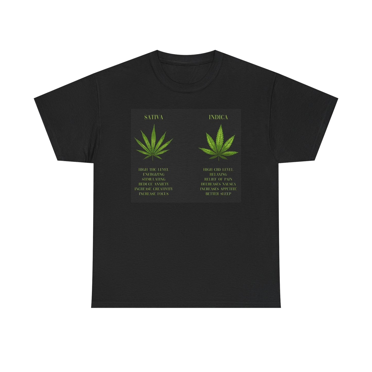 Indica And Sativa Graphic T Shirt Funny Weed Definitions Unisex Heavy Cotton Tee