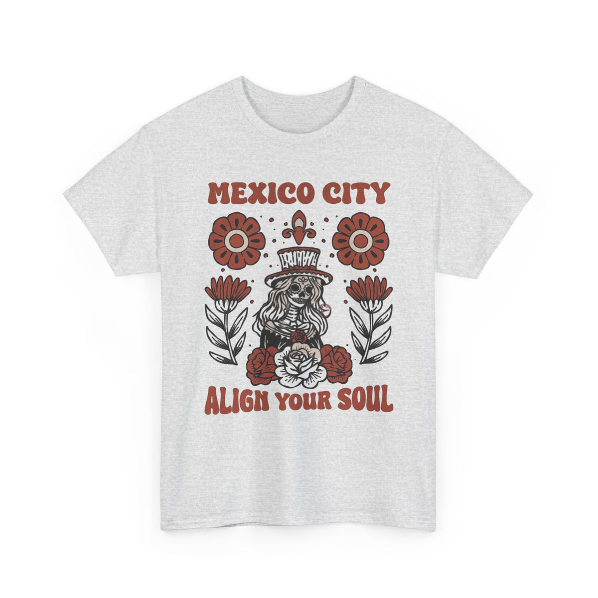 Mexico City Skull and Flowers T-Shirt, Laugh Your Soul Graphic Men's Graphic Tee