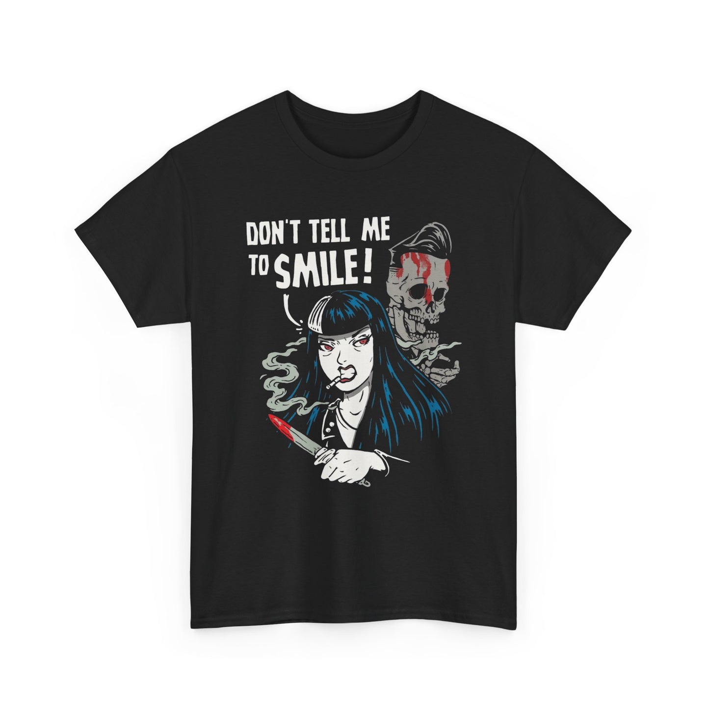 Halloween Don't Tell Me To Smile T Shirt Unisex Heavy Cotton Tee